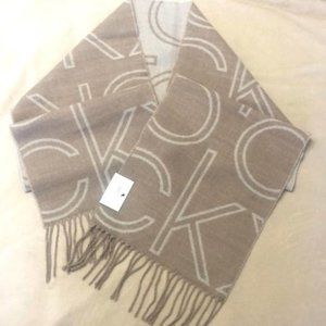 Calvin Klein Beige Logo Scarf